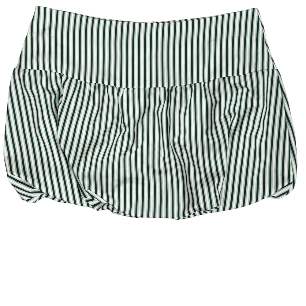 Bailey Rose Green White Striped Bubble Mini Skirt Pull On Preppy